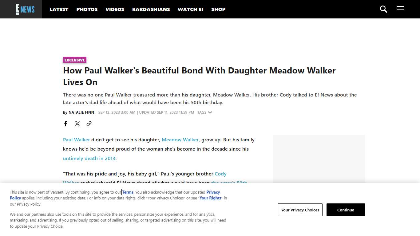 How Paul Walker's Beautiful Bond With Daughter Meadow Lives On